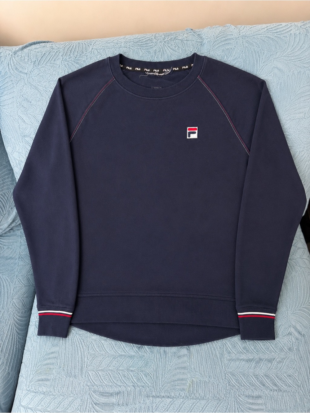 FILA Navy Crewneck Sweatshirt with Red & White Trim